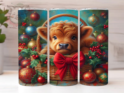 Adorable Christmas Highland Cow Tumbler, Christmas Cow Wrap, 20oz Tumbler Sublimation, Festive Farm Animal Design, Holiday Cow Tumbler, Winter Highland Wrap, Adorable Cow Christmas Sublimation Sublimation Lara' s Designs 