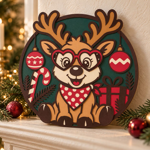 Adorable Christmas Reindeer 3D SVG | Multilayer Reindeer SVG | 6 Layer Christmas SVG | Paper Cut Reindeer | Rudolph 3D Svg SVG HappyDesignStudio 