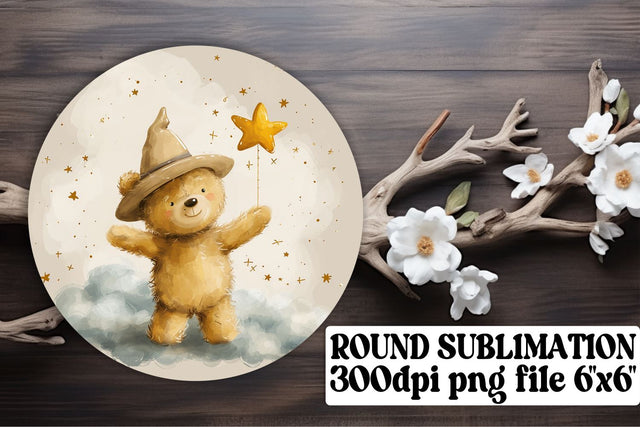 Adorable Circle Decor with Bear Collection Sublimation afrosvg 