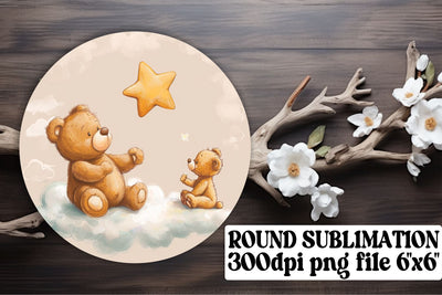 Adorable Circle Ornaments Featuring Bears Sublimation afrosvg 