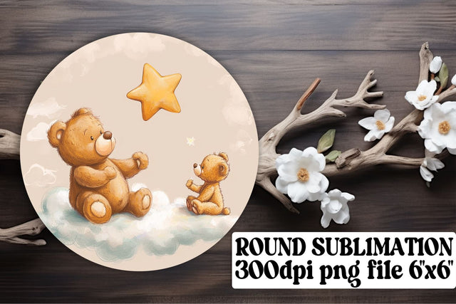 Adorable Circle Ornaments Featuring Bears Sublimation afrosvg 
