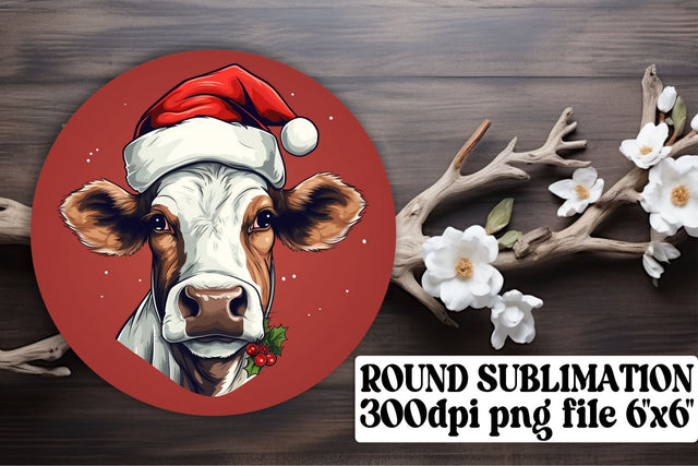 Adorable Cow Art for a Merry Christmas - Sublimation Circle Magic Sublimation afrosvg 