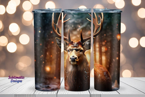 Adorable Deer Christmas Tumbler Wrap | 20 oz Skinny Tumbler Wrap Sublimation Christmas Design Sublimation Sublimatiz Designs 
