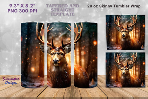 Adorable Deer Christmas Tumbler Wrap | 20 oz Skinny Tumbler Wrap Sublimation Christmas Design Sublimation Sublimatiz Designs 
