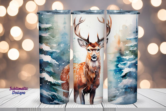 Adorable Deer Christmas Wrap 20 oz | 20 oz Skinny Tumbler Wrap Sublimation Christmas Design Sublimation Sublimatiz Designs 