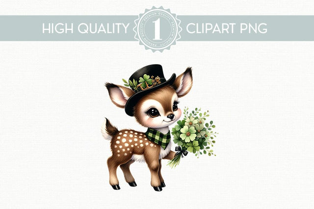 Adorable Deer Clipart, Cute Fawn Digital Art PNG Sublimation BijouBay 