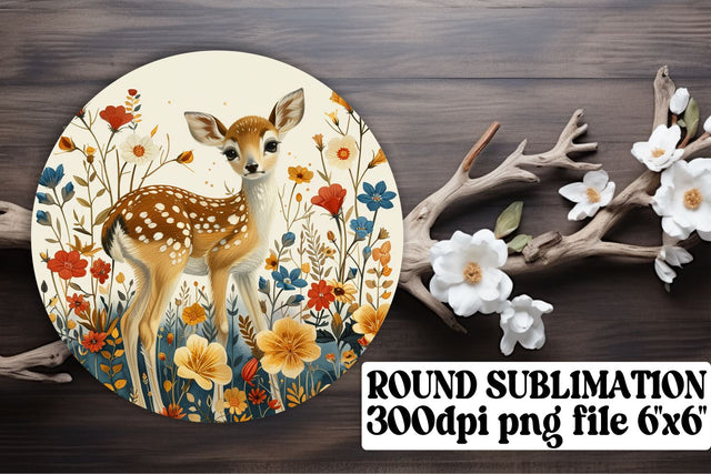 Adorable Deer & Flower Design Sublimation Wrap Round Sublimation afrosvg 