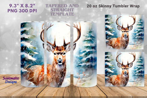 Adorable Deer Skinny Christmas Wrap | 20 oz Skinny Tumbler Wrap Sublimation Christmas Design Sublimation Sublimatiz Designs 