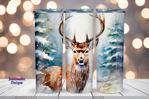 Adorable Deer Skinny Christmas Wrap | 20 oz Skinny Tumbler Wrap Sublimation Christmas Design Sublimation Sublimatiz Designs 