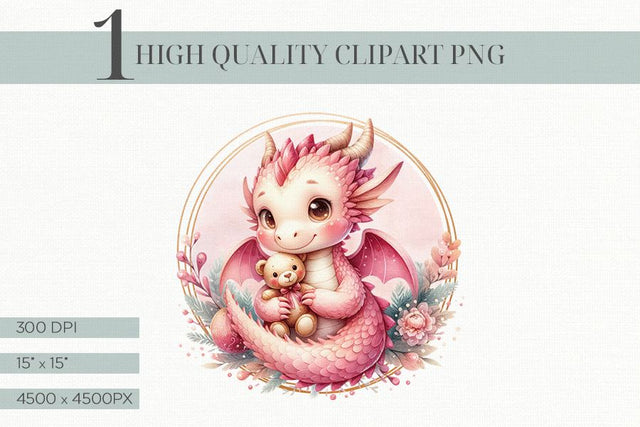 Adorable Dragon Clipart, Cute Fantasy Creature PNG Sublimation BijouBay 