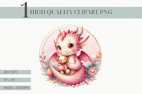 Adorable Dragon Clipart, Cute Fantasy Creature PNG Sublimation BijouBay 