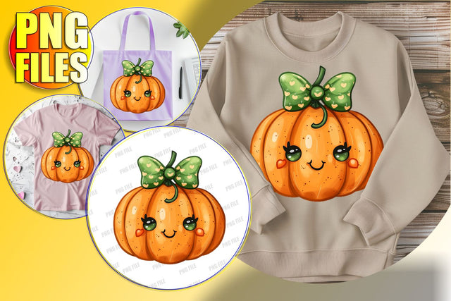 Adorable Fall Pumpkin Clipart with Bow - Sublimation Design Sublimation afrosvg 