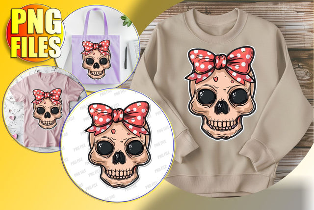 Adorable Fall Skull with Bow Sublimation Clipart PNG Sublimation afrosvg 