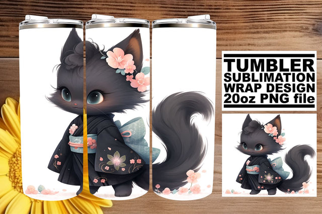 Adorable Feline Design 20oz Tumbler Sublimation Set Sublimation afrosvg 