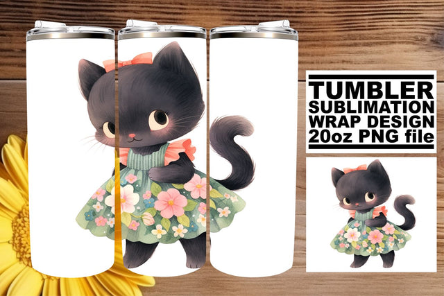 Adorable Feline Design 20oz Tumbler Sublimation Set Sublimation afrosvg 