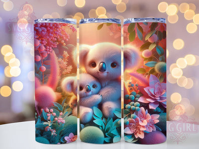Adorable Floral Koala Tumbler, Pink Floral Tumbler, Cute Koala 20oz Wrap, Sublimation Design, Animal Lover Gift, Adorable Koala Wrap, Whimsical Floral Tumbler Sublimation SvggirlplusArt 