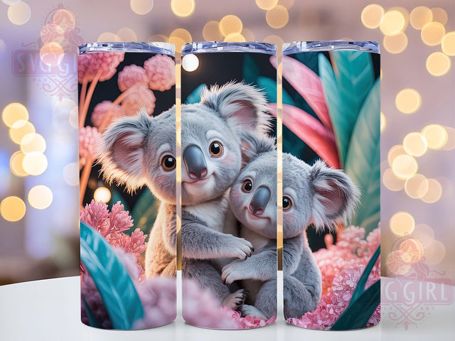 Adorable Floral Koala Tumbler, Pink Floral Tumbler, Cute Koala 20oz Wrap, Sublimation Design, Animal Lover Gift, Adorable Koala Wrap, Whimsical Floral Tumbler Sublimation SvggirlplusArt 