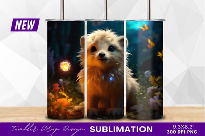 Adorable fluffy creature in magical forest scene Sublimation Regulrcrative 