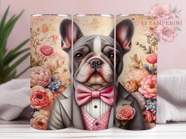 Adorable French Puppy Tumbler, Cute Puppy, Animal Art, Sublimation Art, 20oz Tumbler, Playful Wrap, Adorable Design Sublimation Li Zamperini 