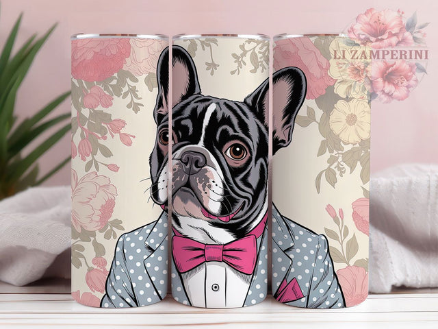 Adorable French Puppy Tumbler, Cute Puppy, Animal Art, Sublimation Art, 20oz Tumbler, Playful Wrap, Adorable Design Sublimation Li Zamperini 