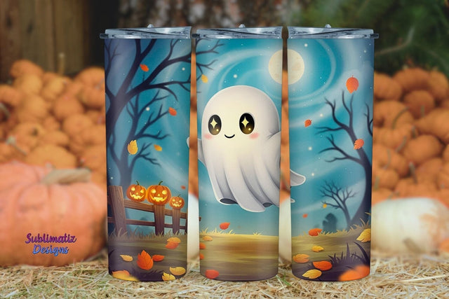 Adorable Ghost Halloween Tumbler Wrap | Halloween Tumbler Wrap for Sublimation Sublimation Sublimatiz Designs 
