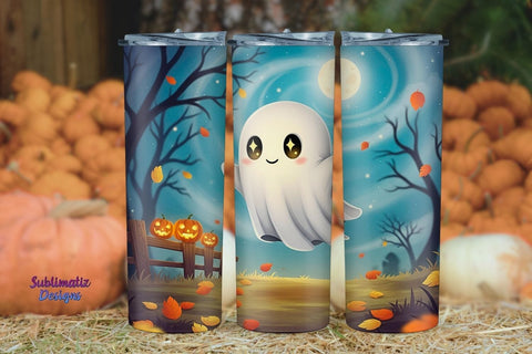 Adorable Ghost Halloween Tumbler Wrap | Halloween Tumbler Wrap for Sublimation Sublimation Sublimatiz Designs 