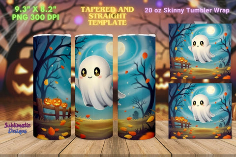 Adorable Ghost Halloween Tumbler Wrap | Halloween Tumbler Wrap for Sublimation Sublimation Sublimatiz Designs 