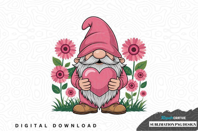 Adorable gnome holding heart sublimation png design Sublimation Regulrcrative 