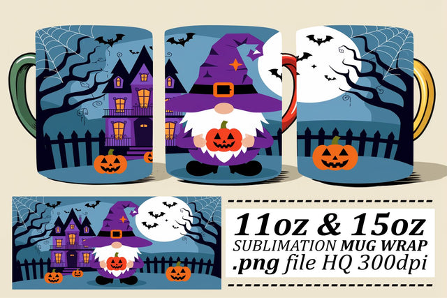 Adorable Gnome Mug Wrap for Fall Sublimation afrosvg 