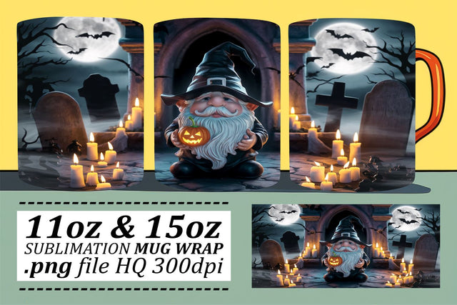 Adorable Gnome Mug Wrap for Halloween Sublimation afrosvg 