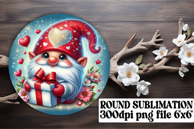 Adorable Gnomes in Love: Sublimation Bundle - Circle, Keychain, Car Coaster Sublimation afrosvg 