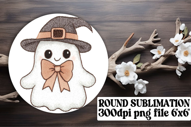 Adorable Halloween Ghost Embroidered Sublimation afrosvg 