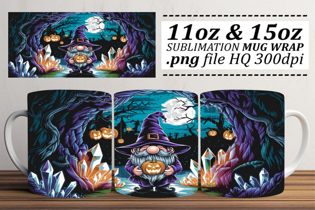 Adorable Halloween Gnome Mug Wrap Sublimation afrosvg 