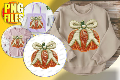 Adorable Halloween Pumpkin with Sequin Bow PNG Design Sublimation afrosvg 