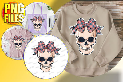 Adorable Halloween Skull Clipart with Bow - Fall Sublimation Sublimation afrosvg 