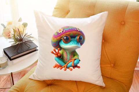 Adorable Hippie Frogs Clipart PNG Sublimation designartist 