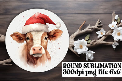 Adorable Holiday Cow Ornaments - Sublimation Circle Joy Sublimation afrosvg 
