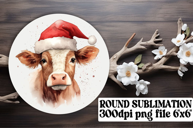 Adorable Holiday Cow Ornaments - Sublimation Circle Joy Sublimation afrosvg 