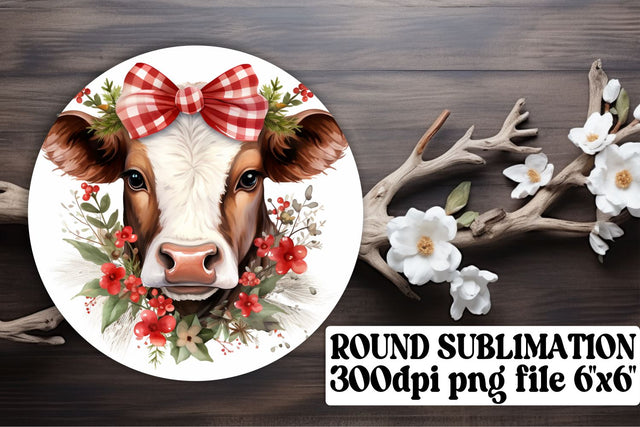Adorable Holiday Cow Ornaments - Sublimation Circle Joy Sublimation afrosvg 