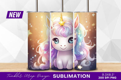 Adorable kawaii unicorn with star and sparkles Sublimation Regulrcrative 
