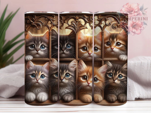 Adorable Kitten Cat Tumbler, Adorable Cat Wrap, 20oz Tumbler Sublimation, Fluffy Kitty Design, Sweet Cat Lover Tumbler, Playful Kitten Sublimation, Cozy Cat Wrap Sublimation Li Zamperini 