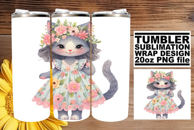 Adorable Kitty Design 20oz Tumbler Sublimation Collection Sublimation afrosvg 