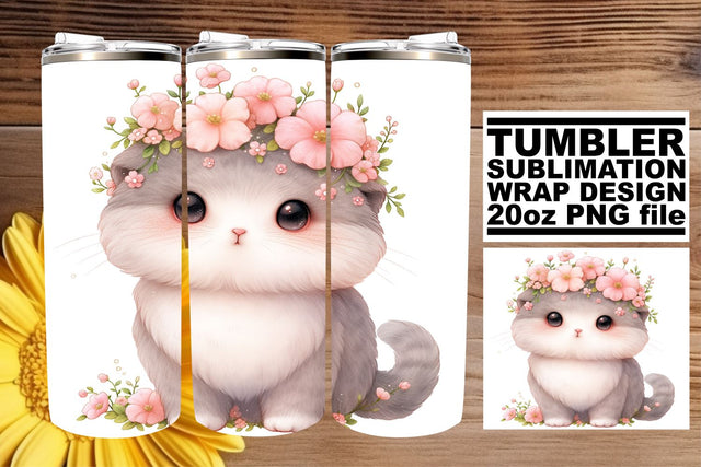 Adorable Kitty Design 20oz Tumbler Sublimation Collection Sublimation afrosvg 