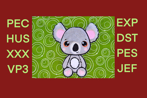 Adorable Koala Appliqué - Embroidery Machine Pattern Embroidery/Applique DESIGNS Candles Design 