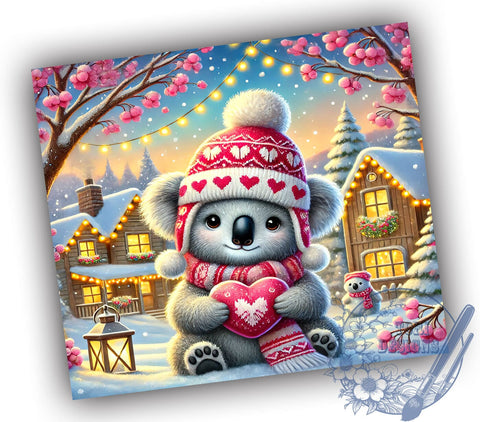 Adorable Koala Valentine's Day Tumbler, Valentine's Day Wrap, 20oz Sublimation Tumbler, Cute Valentine Gift, Animal Lover Drinkware, Adorable Koala Decor, Love Themed Tumbler Sublimation ToriDesigns 