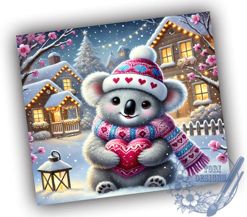 Adorable Koala Valentine's Day Tumbler, Valentine's Day Wrap, 20oz Sublimation Tumbler, Cute Valentine Gift, Animal Lover Drinkware, Adorable Koala Decor, Love Themed Tumbler Sublimation ToriDesigns 