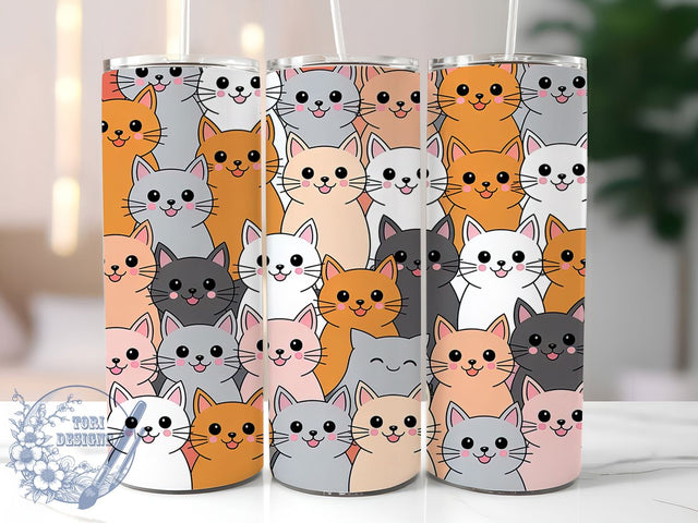 Adorable Love Cats Tumbler Wrap, Cat Love Design, Feline Lover Wrap, Adorable Cat Sublimation, Cat Themed Gift, 20oz Tumbler Template, Love Cats Pattern Sublimation ToriDesigns 