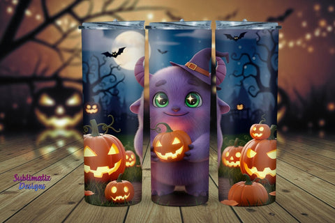 Adorable Monster Tumbler Wrap | Halloween Tumbler Wrap for Sublimation Sublimation Sublimatiz Designs 