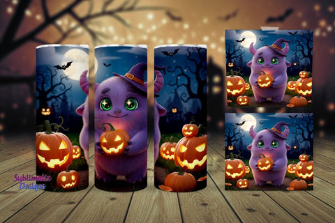 Adorable Monster Tumbler Wrap | Halloween Tumbler Wrap for Sublimation Sublimation Sublimatiz Designs 