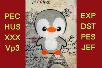 Adorable Penguin Applique - Machine Embroidery Design Embroidery/Applique DESIGNS Candles Design 